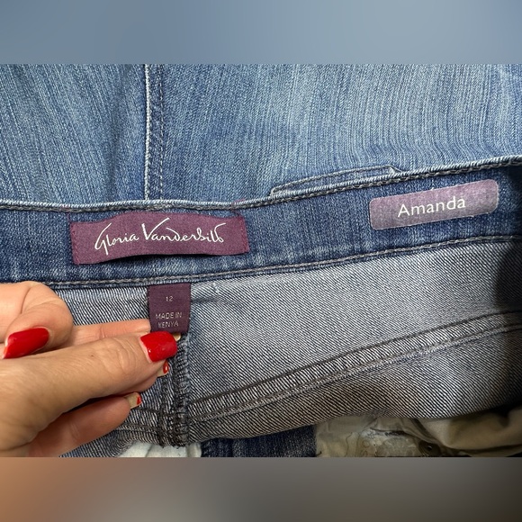 Gloria Vanderbilt Amanda Jeans Women’s 12 Blue Stretch Straight Leg Denim - Picture 7 of 10